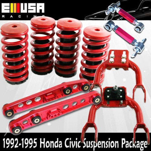 Front/Rear Scaled Red Coilover Blue Lowering Spring For Civic/Del Sol/Integra 