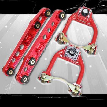 Front Upper Camber Kit+Subframe+Rear Lower Control Arm Red FOR 92-95 Honda Civic