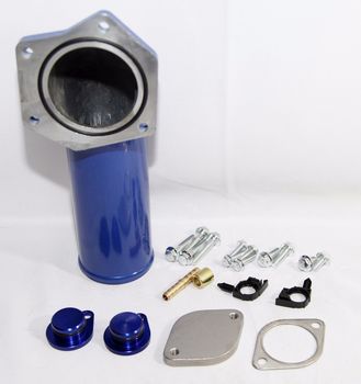 Bypass &amp; EGR Delete Kit Intake Elbow 08-10 Ford 6.4L Powerstroke Diesel Blue