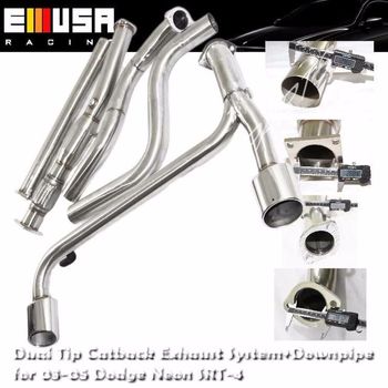 Dual Oval Muffler Tip Catback Exhaust amp; Downpipe for 03-05 Dodge Neon SRT-4 2.4T