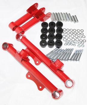 Red Racing Rear Upper and Lower Tubular Control Arms for 79-04 Ford Mustang