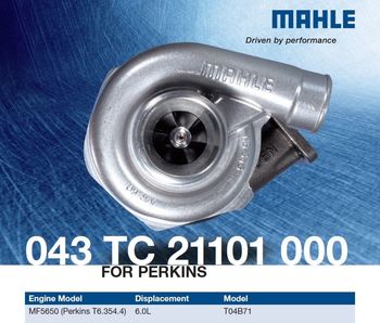 MAHLE 043 TC 21101 000 Turbo for MF5650 Perkins T6.354.4 6.0L T04B74 1447462M91