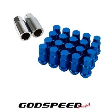 Godspeed Project Type 4 50mm Lug Nuts 20 Pc Set M12 X 1.25 Blue LN-T4-125-BLUE