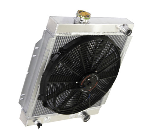 Aluminum Radiator 14 Fan For 64-66 FORD MUSTANG/SHELBY V8 L6 MT/AT 1965 Silver