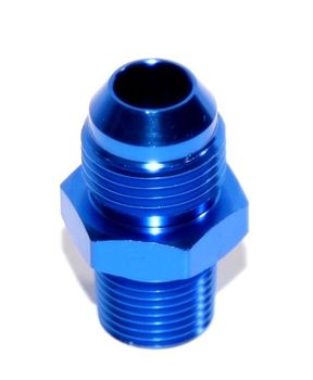 BLUE 8AN AN-8 to 3/8" NPT Male Thread Straight Aluminum Fitting Adapter