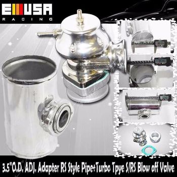 3.5"O.D. ADJ. Adapter RS Style Pipe+Turbo Tpye S/RS Blow off Valve BOV COMBO