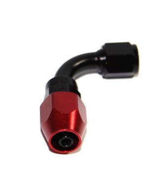 BLACK/RED -4AN AN4 90 Degree Swivel Oil/Fuel/Gas Line Hose End Fitting Adapter
