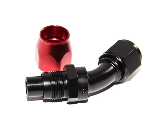 10 AN AN10 45 DEGREE SWIVEL OIL FUEL LINE HOSE END FITTING ADAPTOR RED/BLACK