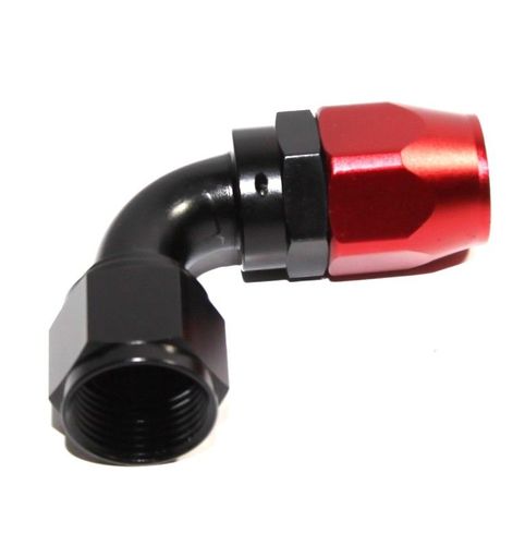 BLACK/RED 10AN AN10 90 Degree Swivel Oil/Fuel/Gas Line Hose End Fitting Adapter 