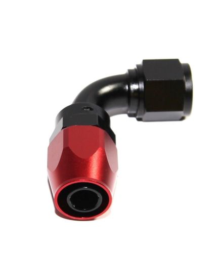 Red & Blue 10AN 90 Degree Aluminum Swivel Hose End for Fuel Kraken Automotive Oil Coolant and Air 