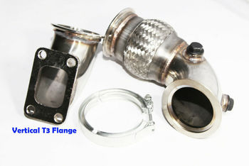 2 PC DIY 3”Rotatable Down-pipe w/Flexpipe Vertical T3 to 3”ID V-band Flange