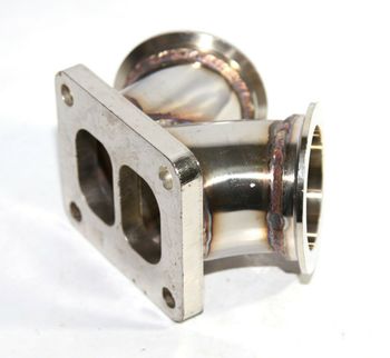 Turbo Y Elbow T4 Twin Scroll to Dual 2.5" V-band Flange Stainless Steel Adapter