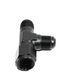 BLACK Flare T Fitting Adapter 3-Way AN6 6-AN Female to 2X AN6 6-AN Male