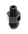 BLACK AN8 Male to 1/4 quot; NPT Male Straight Flare Fitting w/1/8 quot; NPT Gauge Port