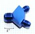 3-Way Y-Block Fitting Adapter AN12 12-AN Male to 2X AN8 8-AN Male BLUE