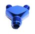 3-Way Y-Block Fitting Adapter AN12 12-AN Male to 2X AN8 8-AN Male BLUE