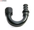 (one) 12AN AN-12 180° Swivel Fuel Oil Gas Line Push-on Hose End Fitting Black
