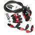 Black/Red ADJ. Fuel Pressure Regulator Kit 100psi Gauge AN6 Fitting+Fuel Line