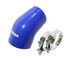 10SET Universal BLUE 4PLY 1x45 Deg 4"-3.5" ID Silicone+2xStainles Steel T-clamp