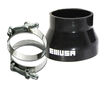 Universal BLACK 4PLY 1x Straight 3.0 quot;-4.0 quot;ID Silicone+ 2xStainles Steel T-clamp