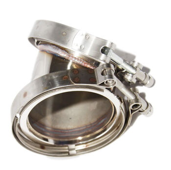 45 Deg SS 4"ID 4.76"OD V-Band Flange Conversion Adapter+2XClamps