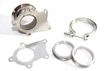 COMBO T3/T4-5Bolt to2.5"ID V-Band Flange Steel Adapter +Clamp+2 Flanges+1XGasket