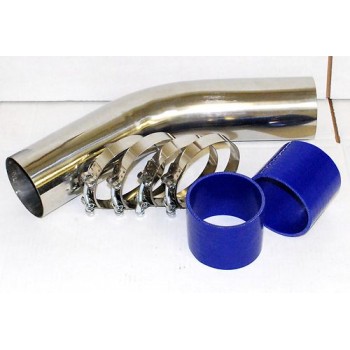Stainless Steel Pipe 45° 3.5"  2 Coupler  and 4 clamps