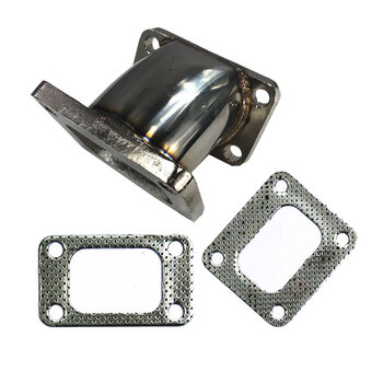 45Degree Stainless Steel Turbo Charger Flange Adapter Kit T3 to T4 4-Bolt+Gasket