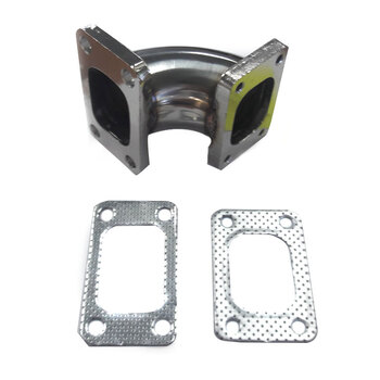 EMUSA Universal 90 Degree Stainless Steel Elbow Adapter Downpipe T3 to T2 flange