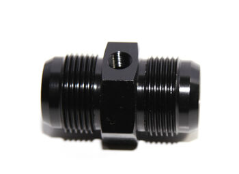 (one) Black AN16 Male to 16AN Male Straight Flare Fitting w/1/8NPT Gauge Port