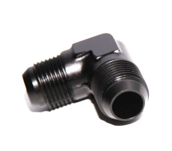 (one) 10AN Male to AN-10 Male 90 Degree Swivel Fuel Oil Gas Line Fitting Black