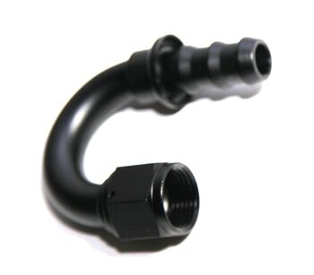 (one) 10AN AN-10 180 Degree Black Push On/ Push Lock Hose End Fitting Adapter