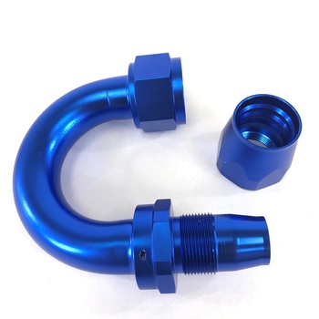 (one)16AN-AN16 180Degree Swivel Oil/Fuel/Gas Line Hose End Fitting Adapter Blue