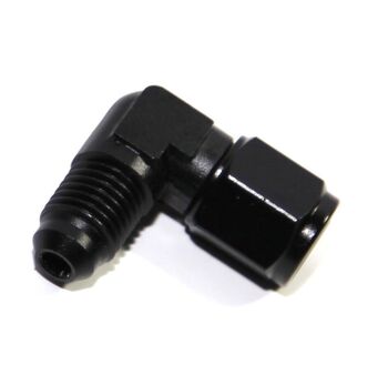 (one) Black AN4 Female to 4AN AN-4 Male 90 Degree Flare Swivel Fitting Adapter