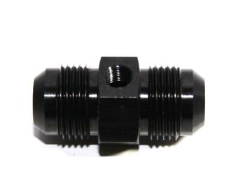 (one) Black AN12 Male to 12AN Male Straight Flare Fitting w/1/8NPT Gauge Port