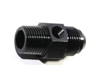 (one) AN10 Male to 1/2NPT Male Straight Flare Fitting w/ 1/8NPT Gauge Port