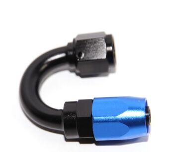 AN-6 AN6 180 Degree Swivel Fuel Oil Gas Line Hose End Fitting Adapter Black+Blue