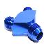 Fitting Adapter 3-Way Y-Block AN12 12-AN Male to (two) AN10 10-AN Male BLUE