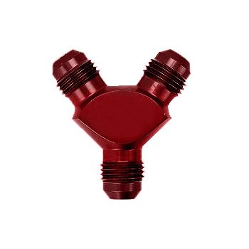 EMUSA Red Aluminum Oil Fuel Fluid Y Block Flare Fitting 6AN x 6AN x 6AN Male