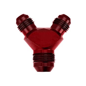 8AN x 6AN x 6AN Male Universal Red Aluminum Oil Fuel Fluid Y Block Flare Fitting