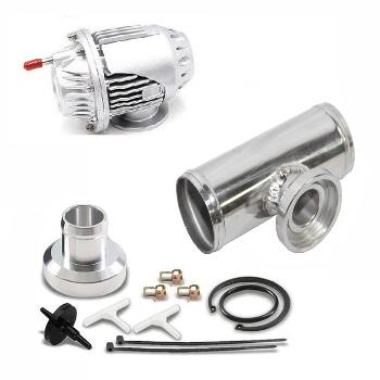 EMUSA SSQV Style Universal BOV With 2.5 Tube Pipe Piping Civic EVO STI Silver