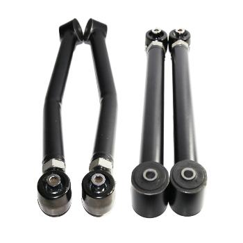 4pc Front+Rear Lower Adj. Control Arm for 2007-2018 Jeep Wrangler 4WD/2WD Black