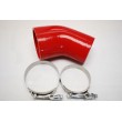 Silicone Reducer hose 45° 2.5 quot;-3 quot; COUPLER red+clamp