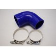 Silicone Reducer hose 90° 2.5 quot;-3 quot; COUPLER blue+clamp